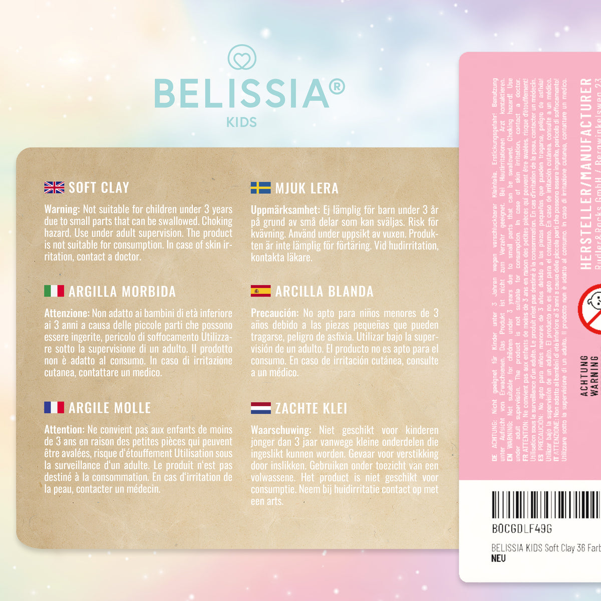 BELISSIA Kids Soft Clay – 36 Farben à 10 g inkl. Werkzeuge