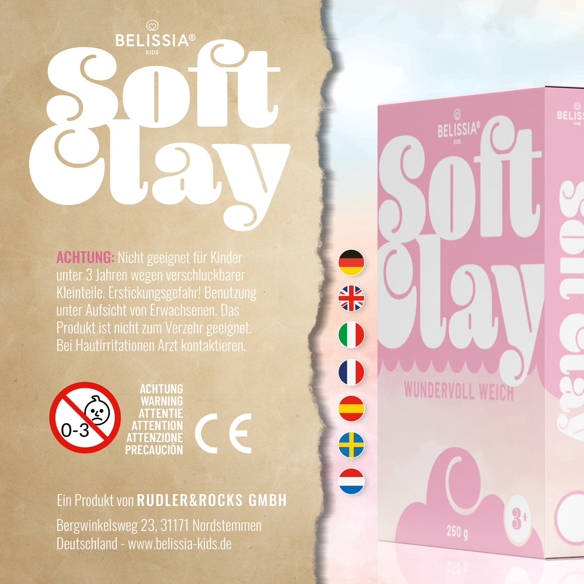 BELISSIA Kids Soft Clay Weiß – 250 g Modellierschaum