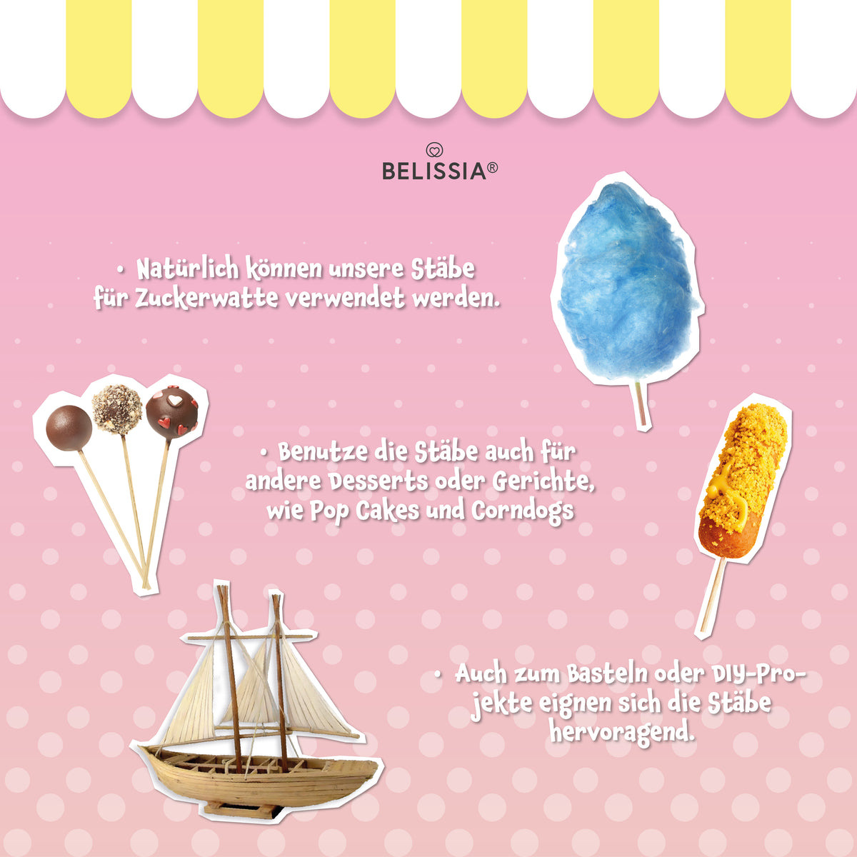 Belissia Aroma Zucker - Zuckerwattestäbe