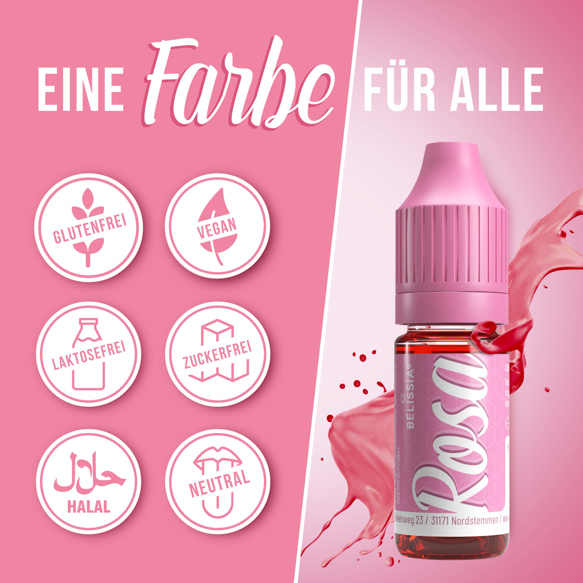 BELISSIA Lebensmittelfarbe Rosa – 10 ml