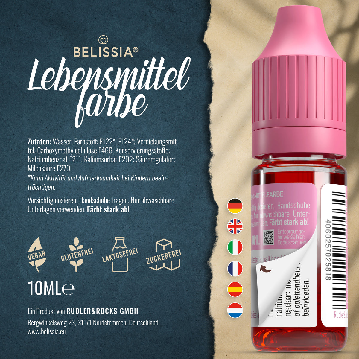 BELISSIA Lebensmittelfarbe Rosa – 10 ml