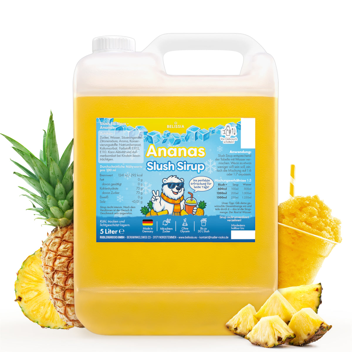 Slush Eis Sirup Ananas – 5 Liter Kanister