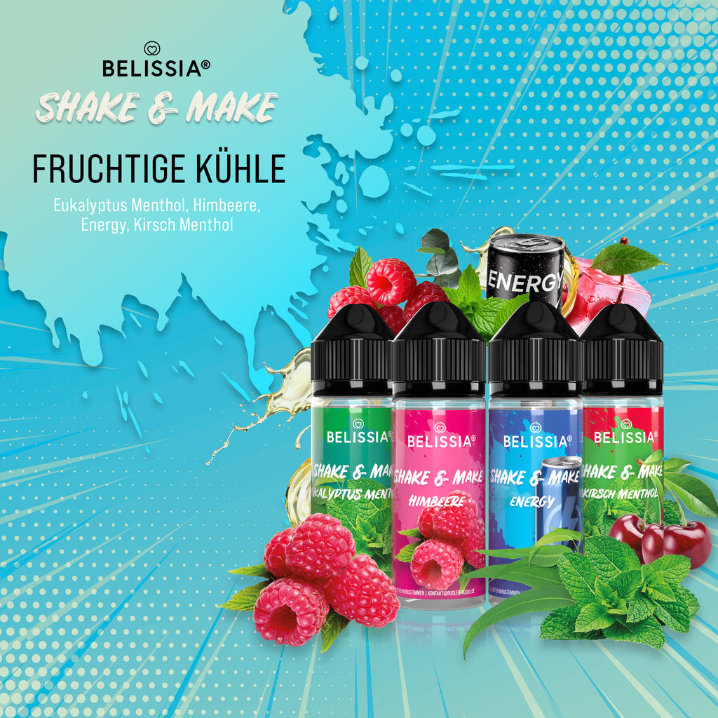 BELISSIA Shake & Make Set „Fruchtige Kühle" – 4 × 10 ml + Schüttelflaschen
