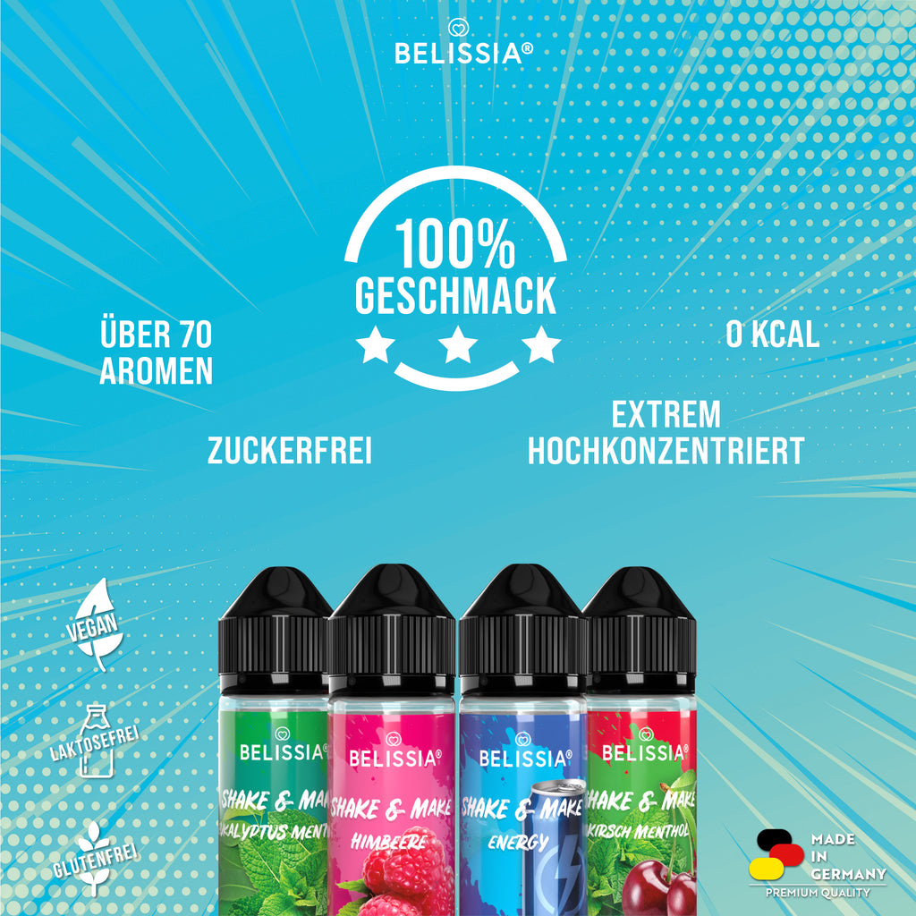 BELISSIA Shake & Make Set „Fruchtige Kühle" – 4 × 10 ml + Schüttelflaschen