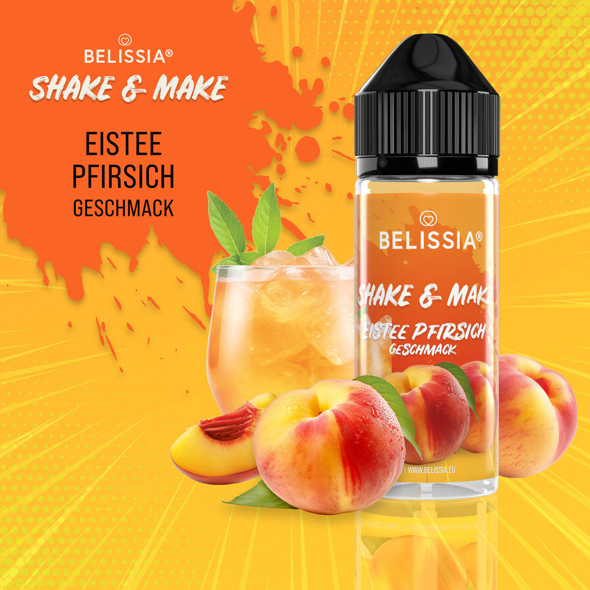 BELISSIA Shake & Make Aroma Eistee-Pfirsich – 10 ml + Schüttelflasche