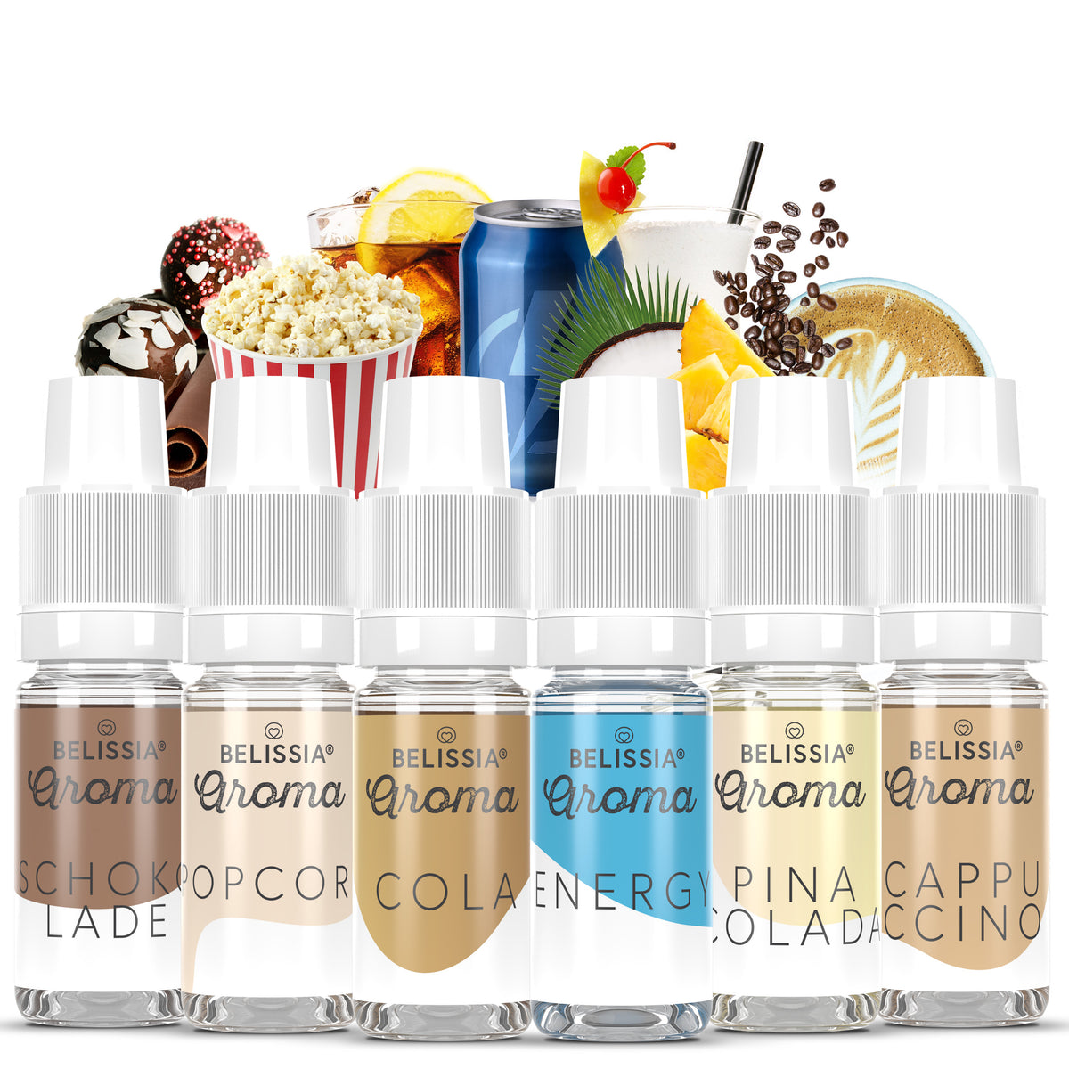 BELISSIA Lebensmittelaroma-Set „Besondere Geschmackserlebnisse" – 6 × 10 ml