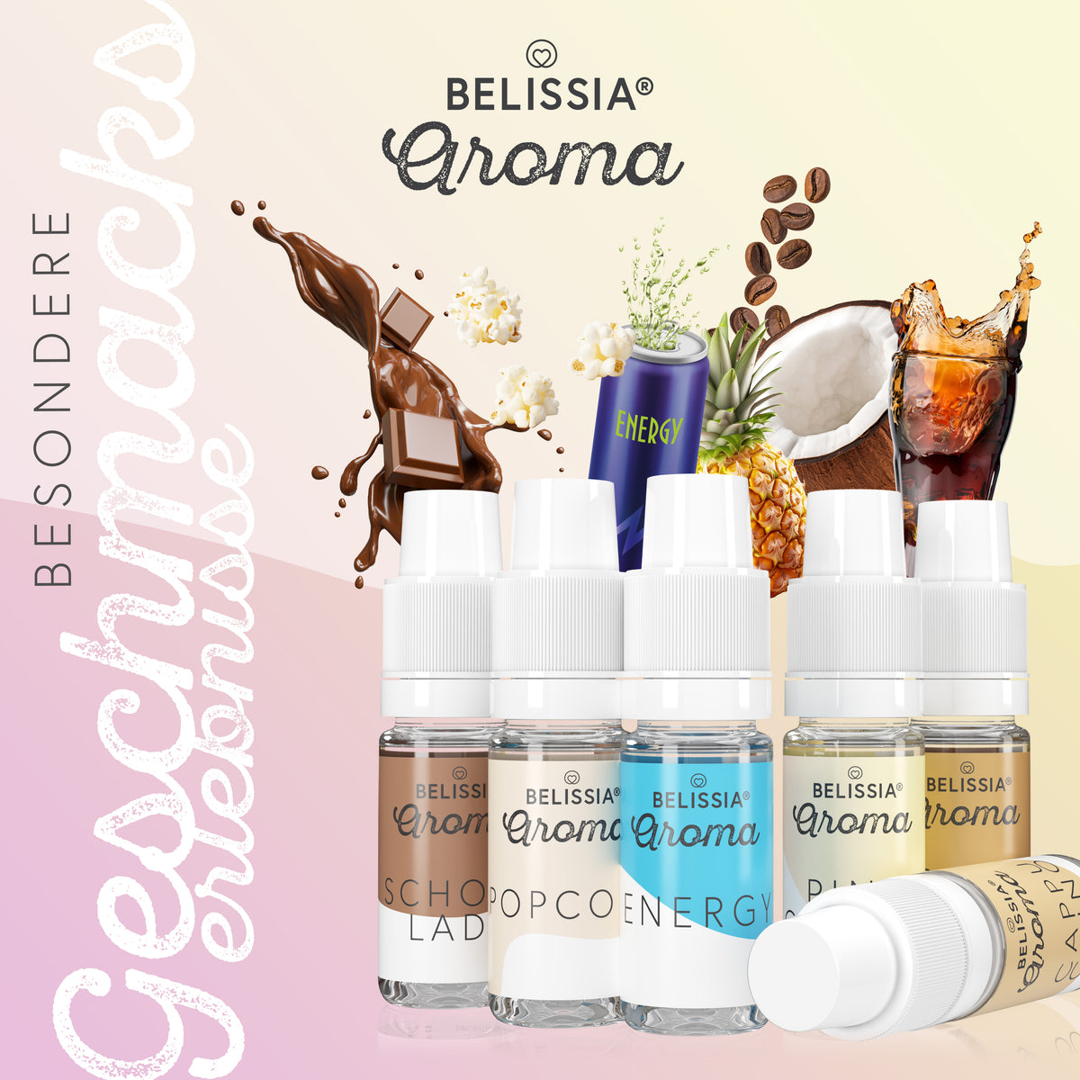BELISSIA Lebensmittelaroma-Set „Besondere Geschmackserlebnisse" – 6 × 10 ml