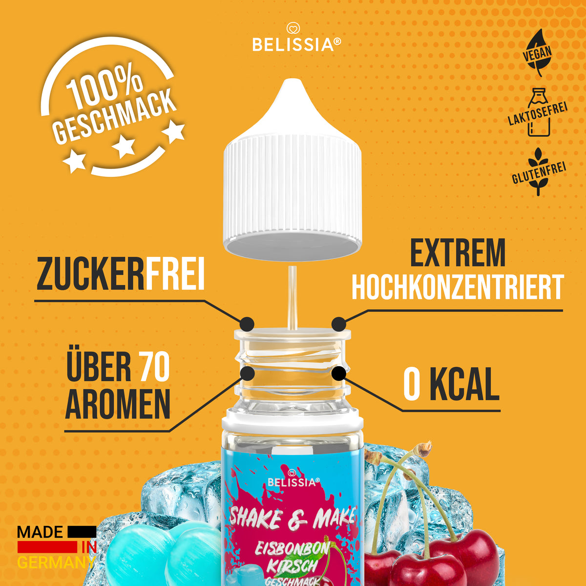 BELISSIA Shake & Make Refill Eisbonbon-Kirsche – 30 ml Nachfüllflasche