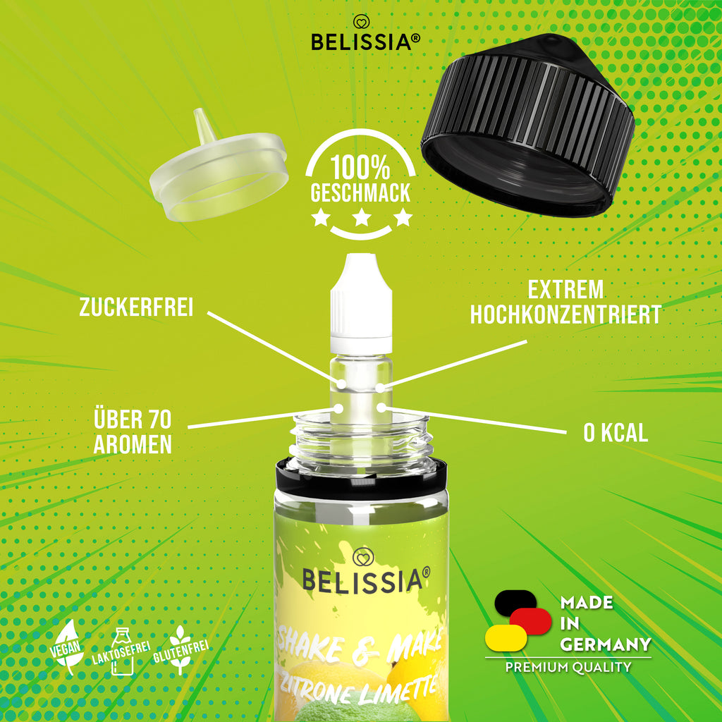 BELISSIA Shake & Make Aroma Zitrone-Limette – 10 ml + Schüttelflasche