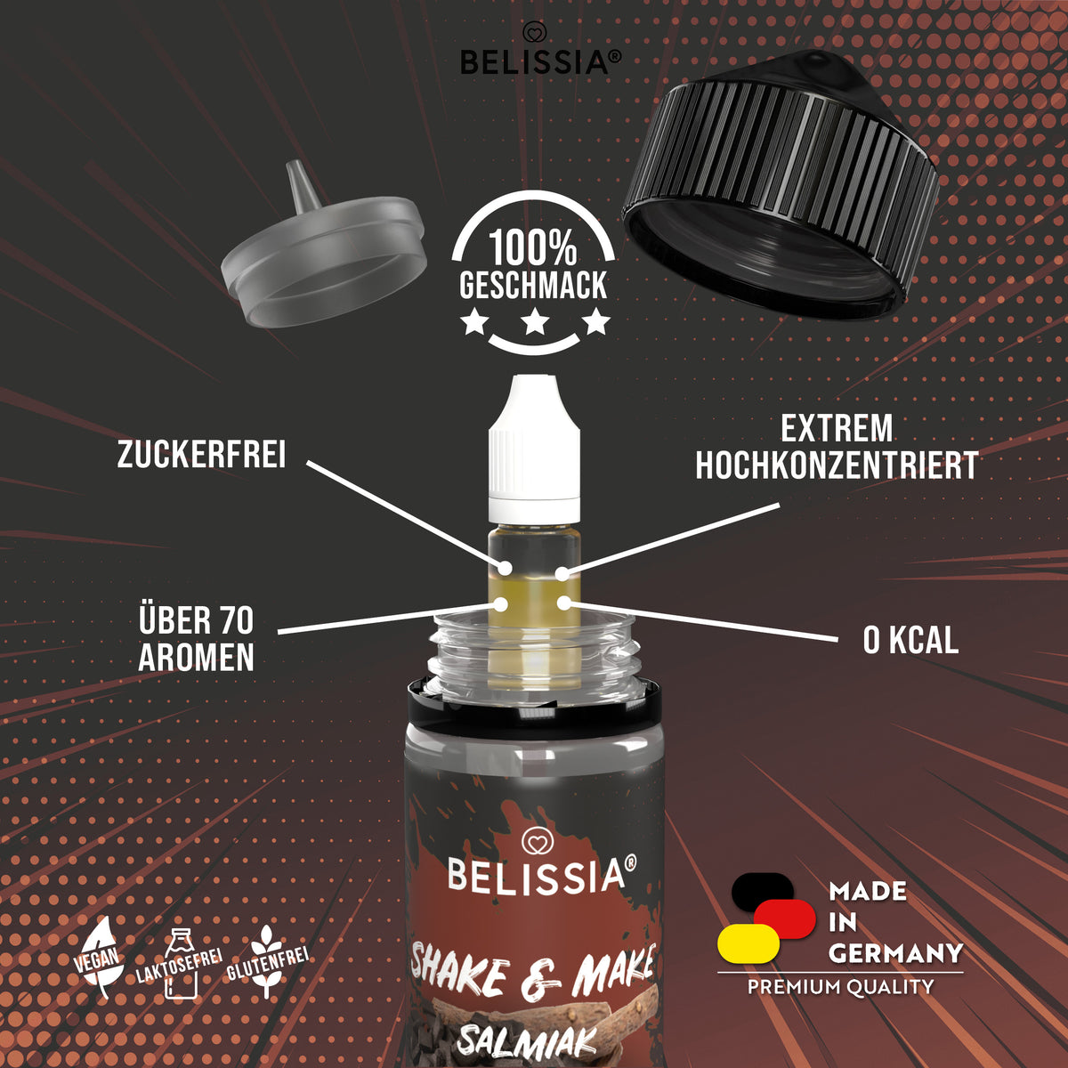 BELISSIA Shake & Make Aroma Salmiak – 10 ml + Schüttelflasche