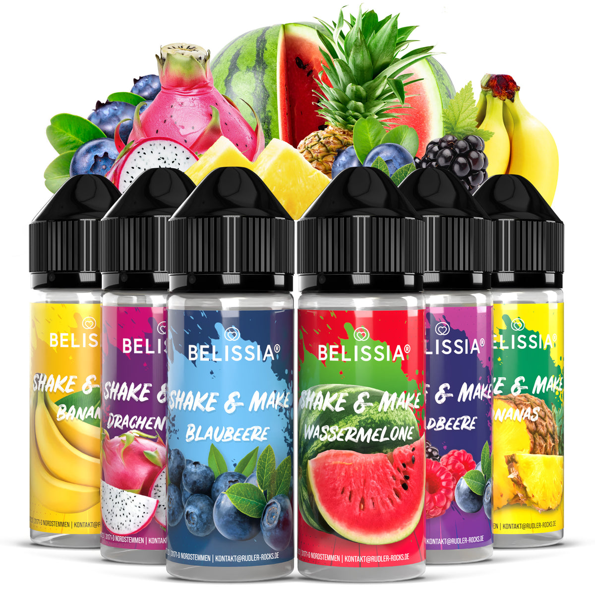 BELISSIA Shake & Make Set „Fruchtkorb" – 6 × 10 ml + Schüttelflaschen