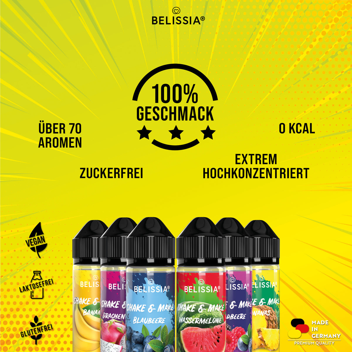 BELISSIA Shake & Make Set „Fruchtkorb" – 6 × 10 ml + Schüttelflaschen