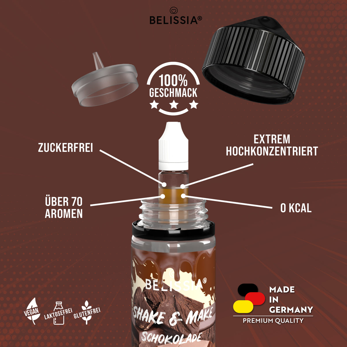 BELISSIA Shake & Make Aroma Schokolade – 10 ml + Schüttelflasche