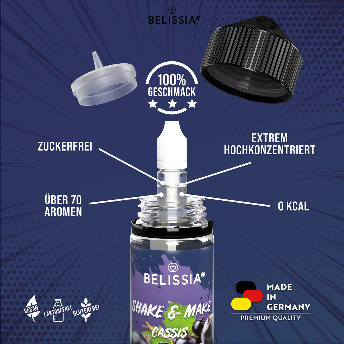 BELISSIA Shake & Make Aroma Cassis – 10 ml + Schüttelflasche