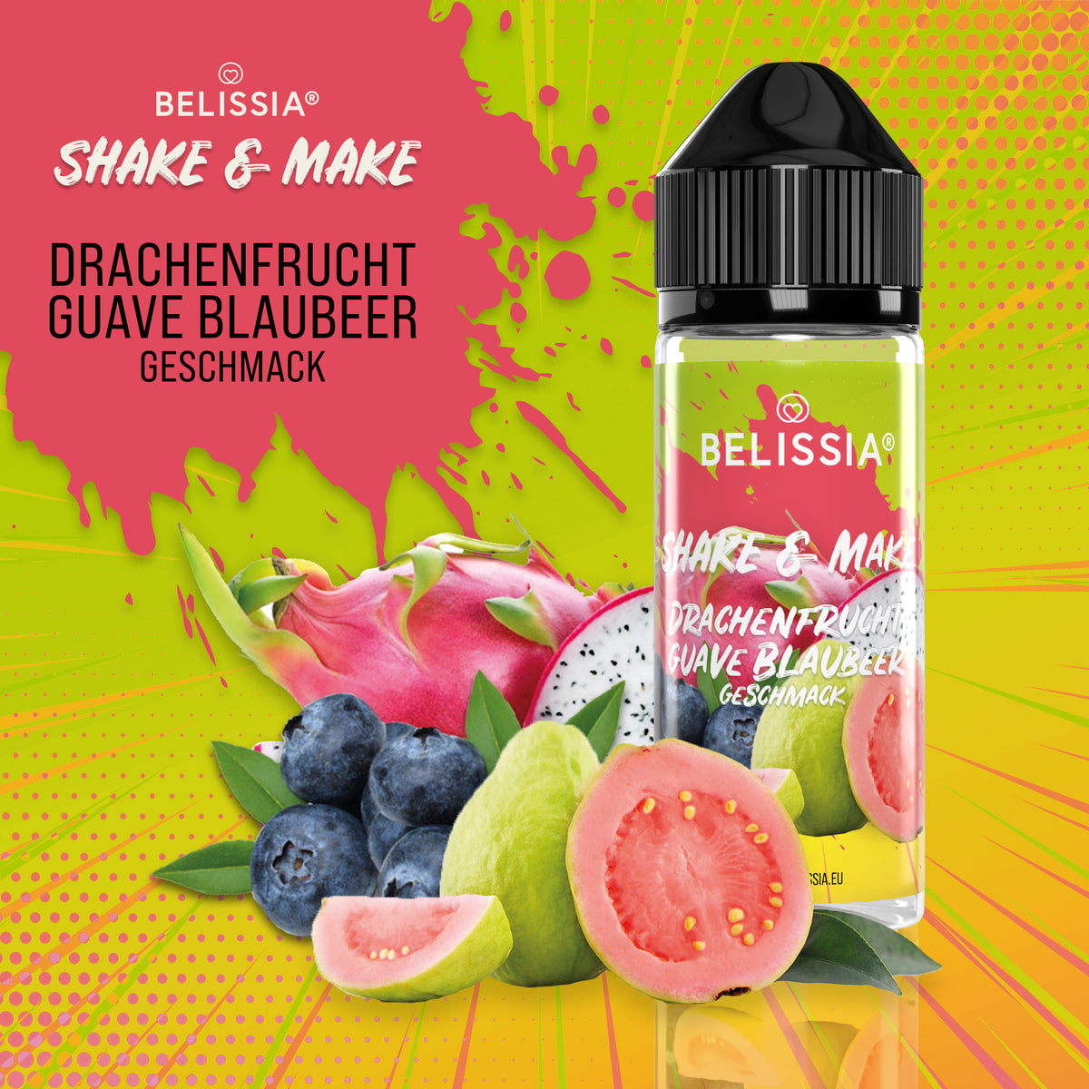 BELISSIA Shake & Make Aroma Drachenfrucht Guave Blaubeer – 10 ml + Schüttelflasche