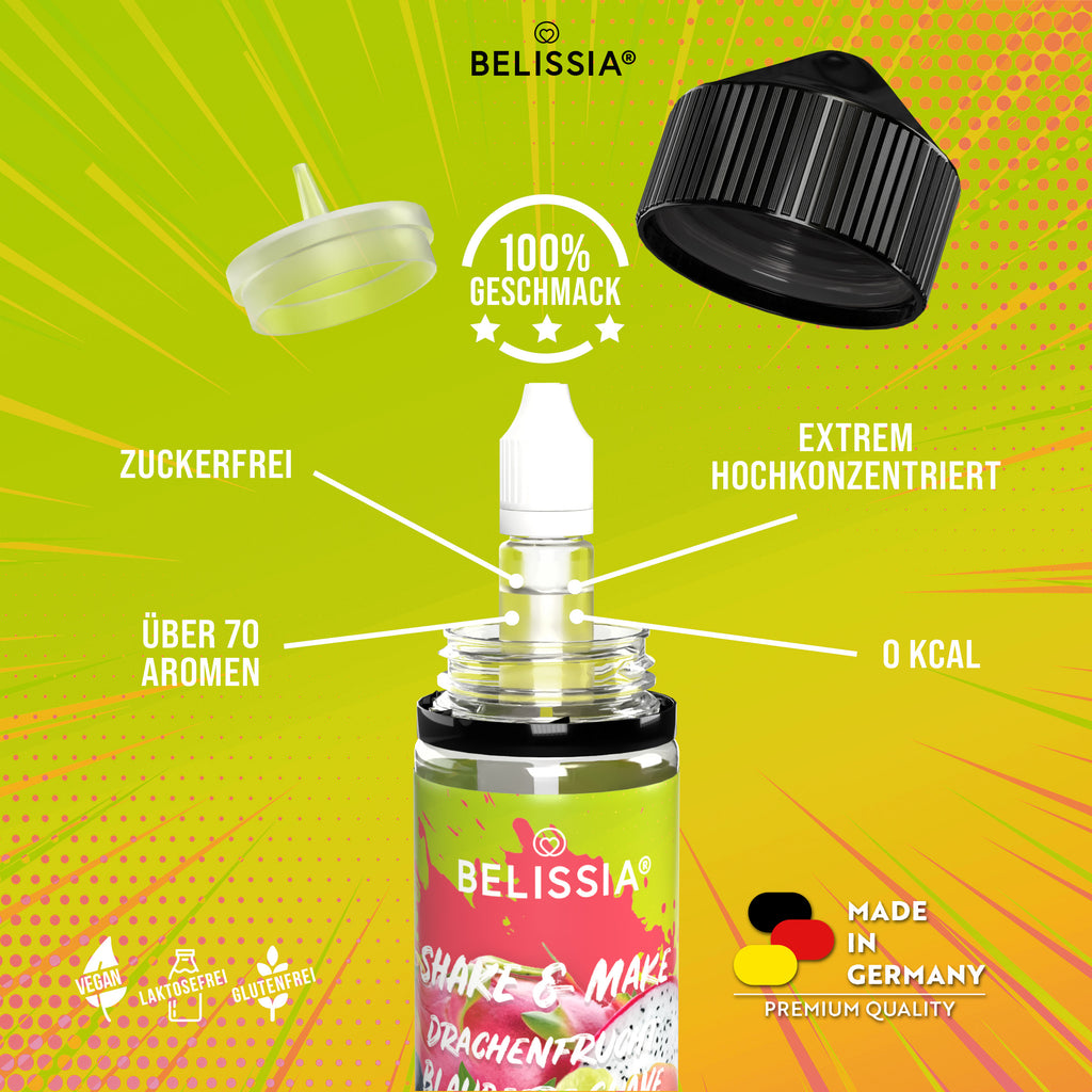 BELISSIA Shake & Make Aroma Drachenfrucht Guave Blaubeer – 10 ml + Schüttelflasche