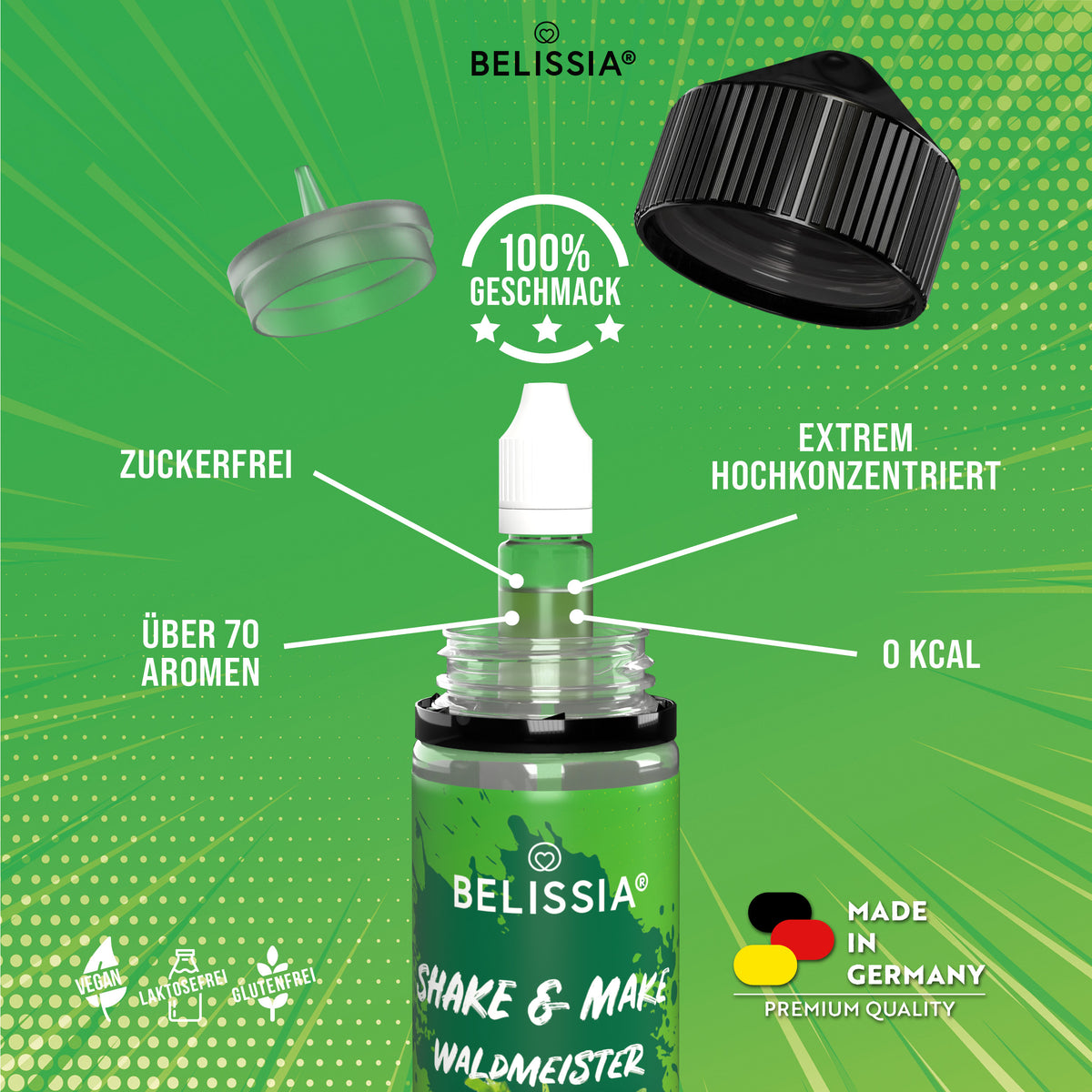 BELISSIA Shake & Make Aroma Waldmeister – 10 ml + Schüttelflasche