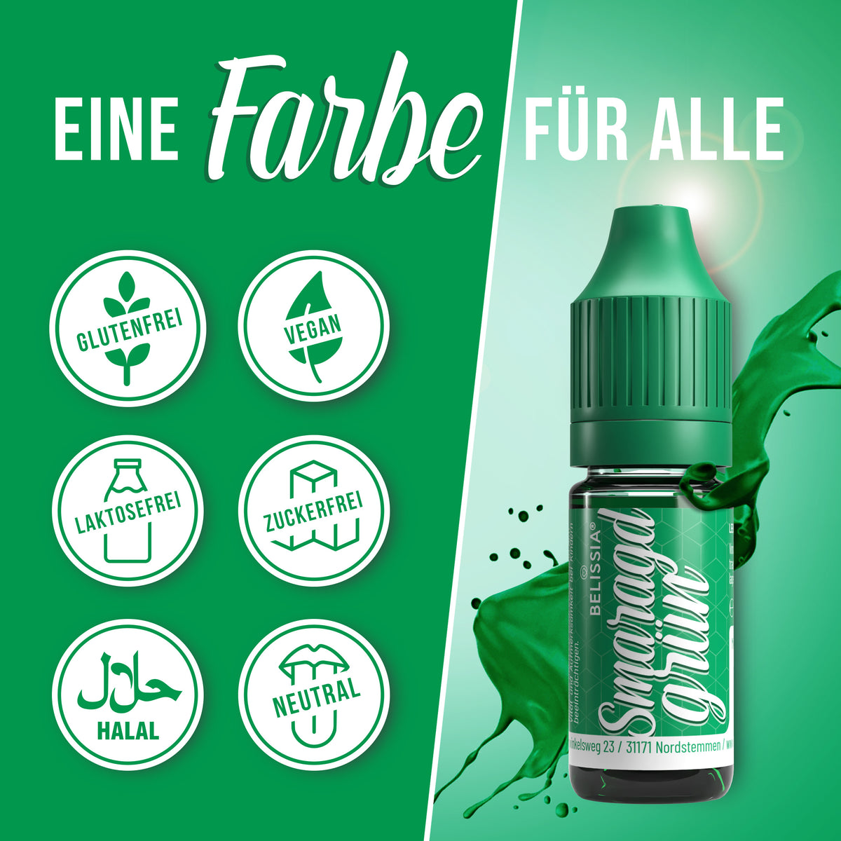 BELISSIA Lebensmittelfarbe Smaragdgrün – 10 ml