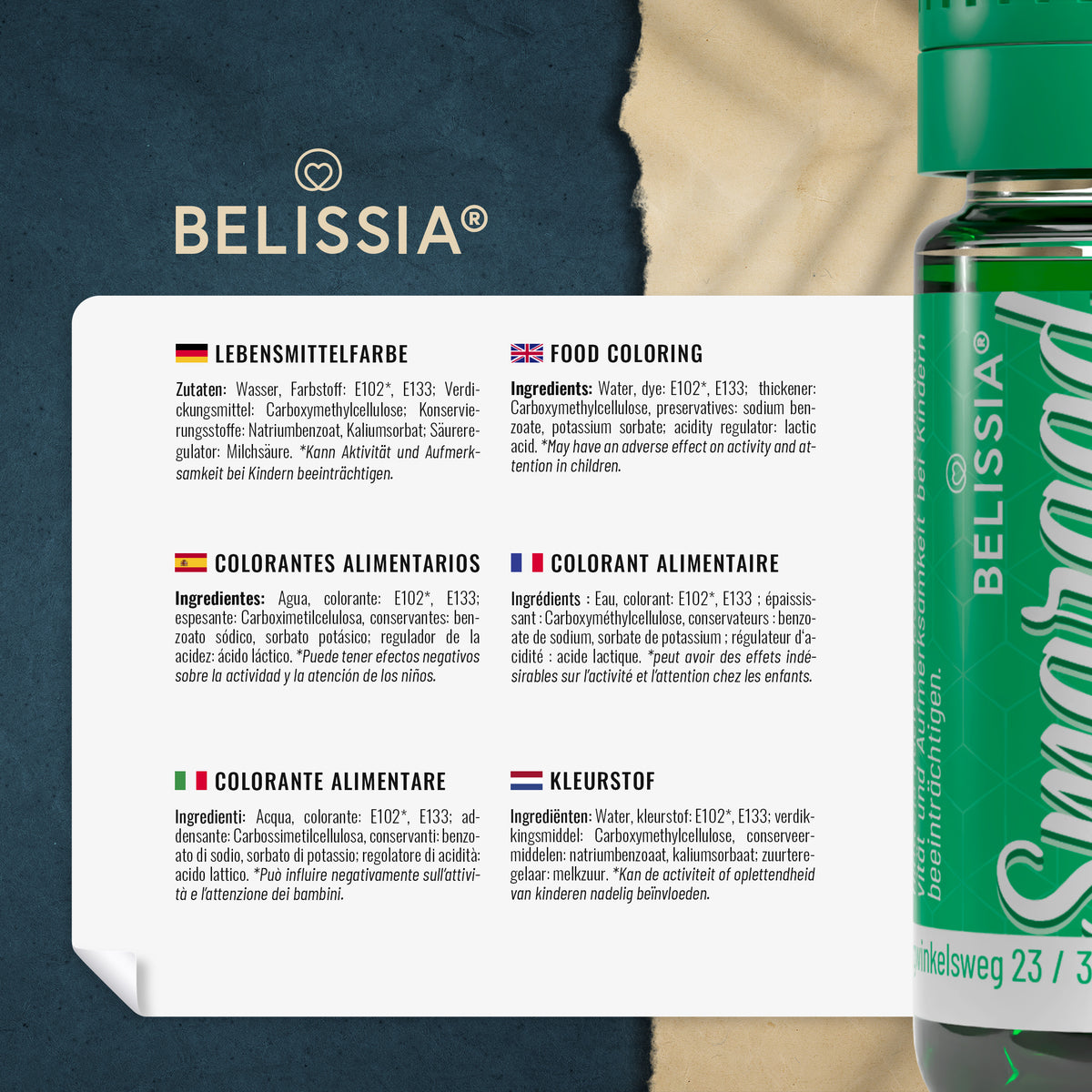 BELISSIA Lebensmittelfarbe Smaragdgrün – 10 ml