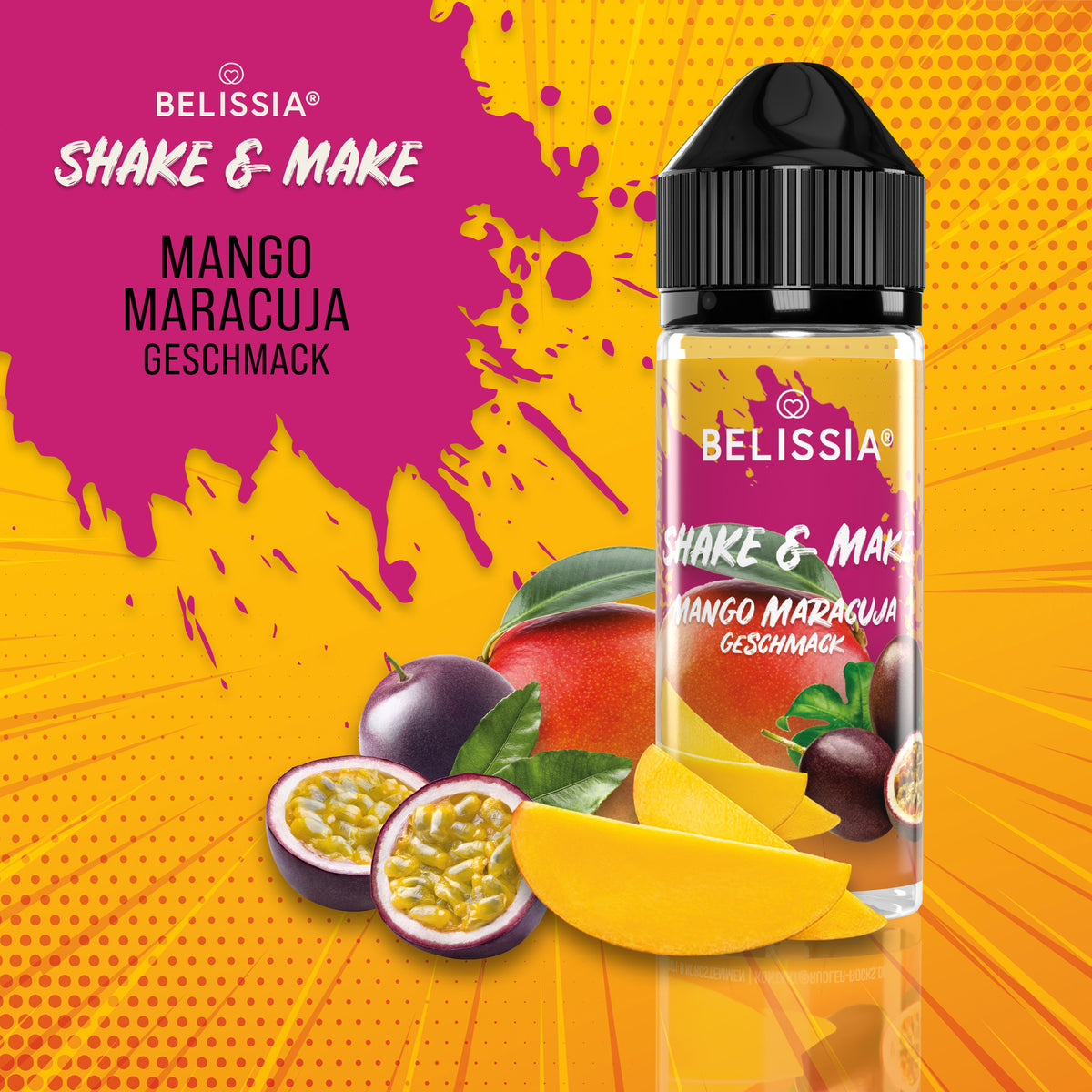 BELISSIA Shake & Make Aroma Mango-Maracuja – 10 ml + Schüttelflasche