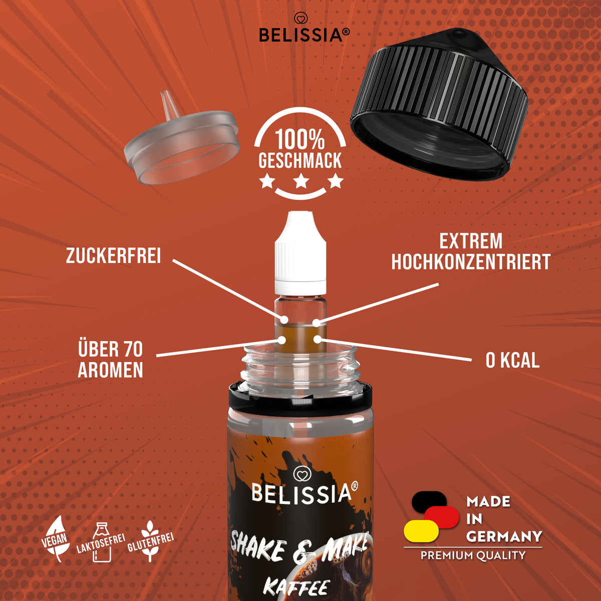 BELISSIA Shake & Make Aroma Kaffee – 10 ml + Schüttelflasche