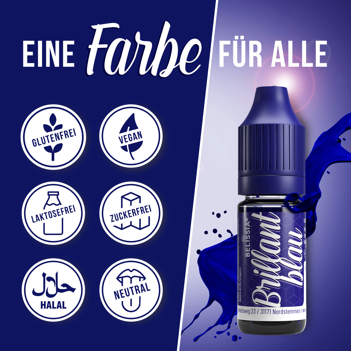 BELISSIA Lebensmittelfarbe Blau – 10 ml