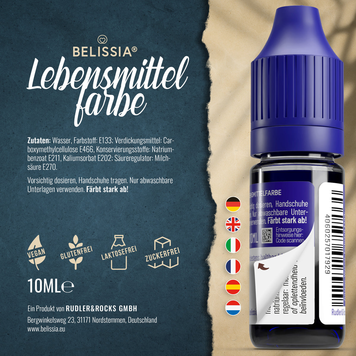 BELISSIA Lebensmittelfarbe Blau – 10 ml