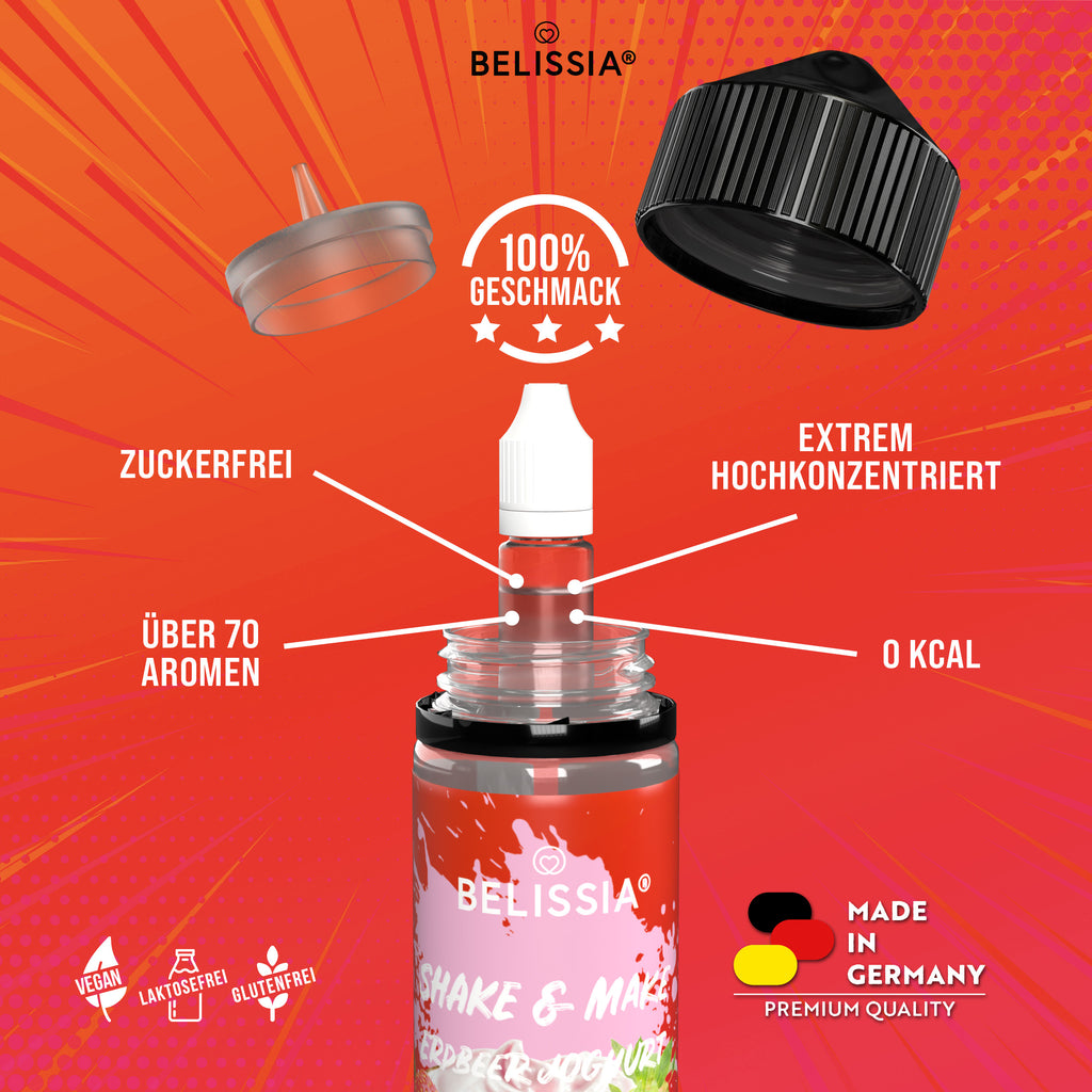 BELISSIA Shake & Make Aroma Erdbeer-Joghurt – 10 ml + Schüttelflasche