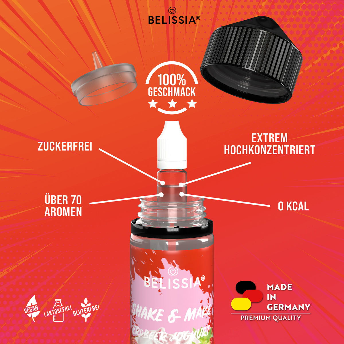 BELISSIA Shake & Make Aroma Erdbeer-Joghurt – 10 ml + Schüttelflasche