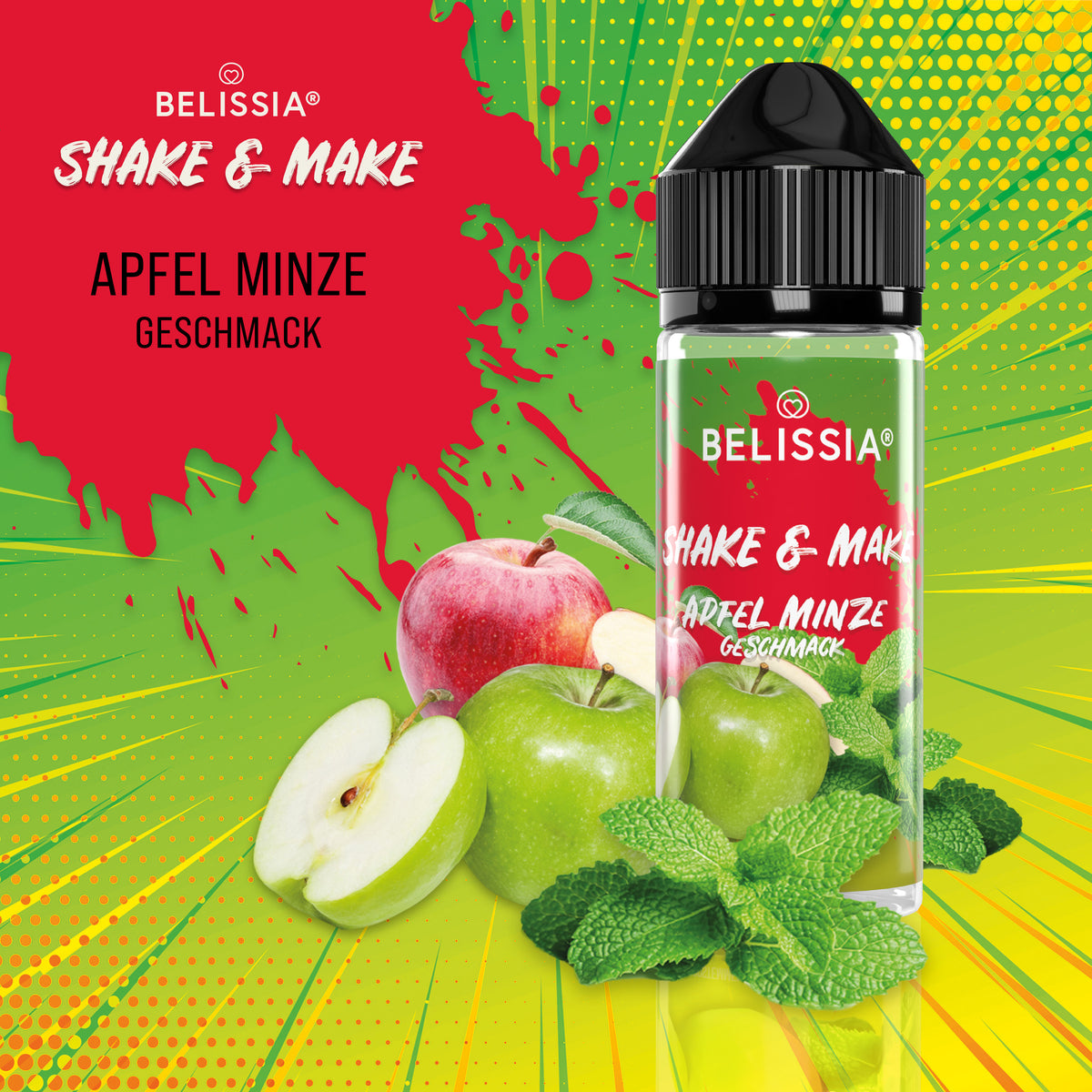 BELISSIA Shake & Make Aroma Apfel-Minze – 10 ml + Schüttelflasche