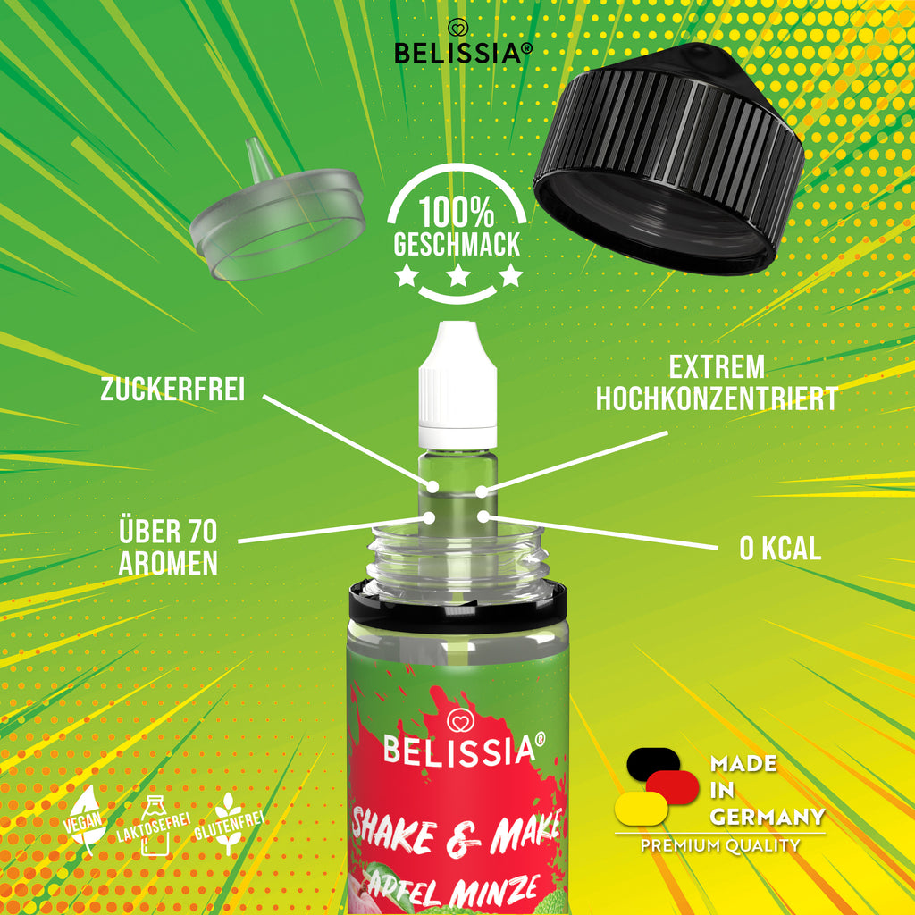 BELISSIA Shake & Make Aroma Apfel-Minze – 10 ml + Schüttelflasche