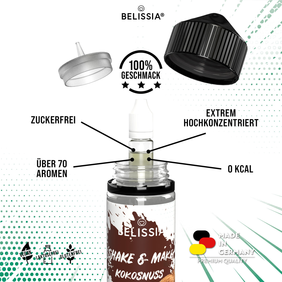 BELISSIA Shake & Make Aroma Kokosnuss – 10 ml + Schüttelflasche