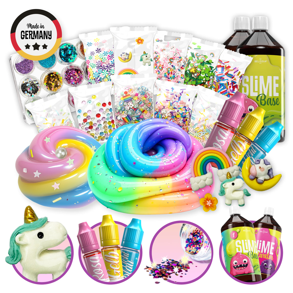 BELISSIA Schleim Einhorn-Set – DIY-Set für Kinder