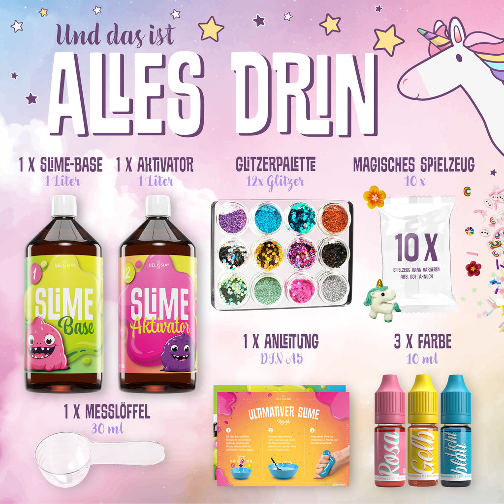 BELISSIA Schleim Einhorn-Set – DIY-Set für Kinder