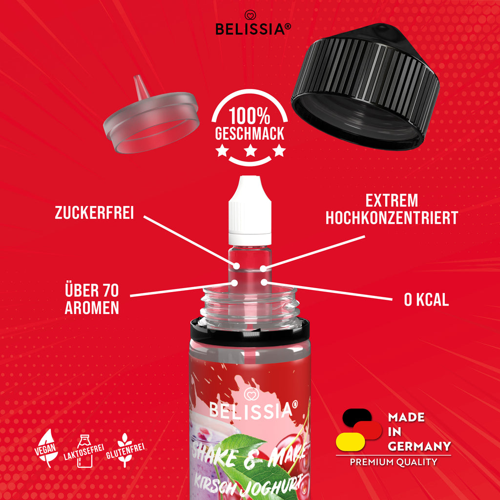 BELISSIA Shake & Make Aroma Kirsch-Joghurt – 10 ml + Schüttelflasche