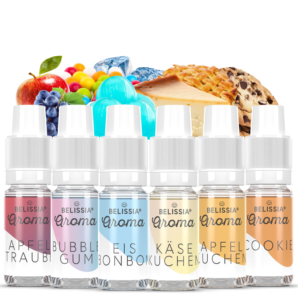 BELISSIA Lebensmittelaroma-Set „Süße Leckereien" – 6 × 10 ml