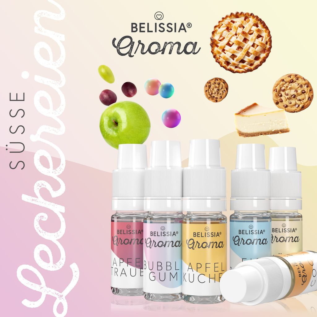 BELISSIA Lebensmittelaroma-Set „Süße Leckereien" – 6 × 10 ml