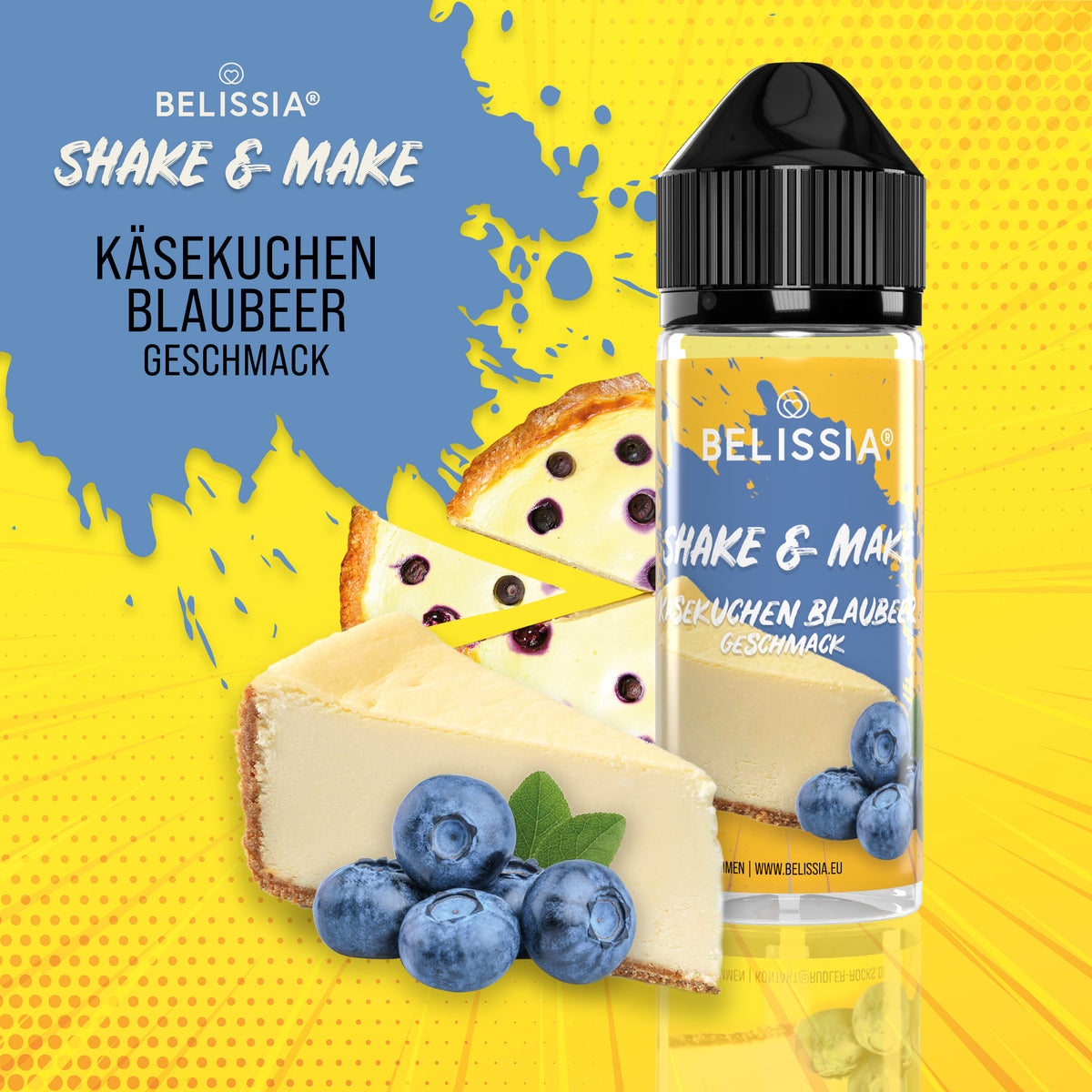 BELISSIA Shake & Make Aroma Käsekuchen-Blaubeer – 10 ml + Schüttelflasche