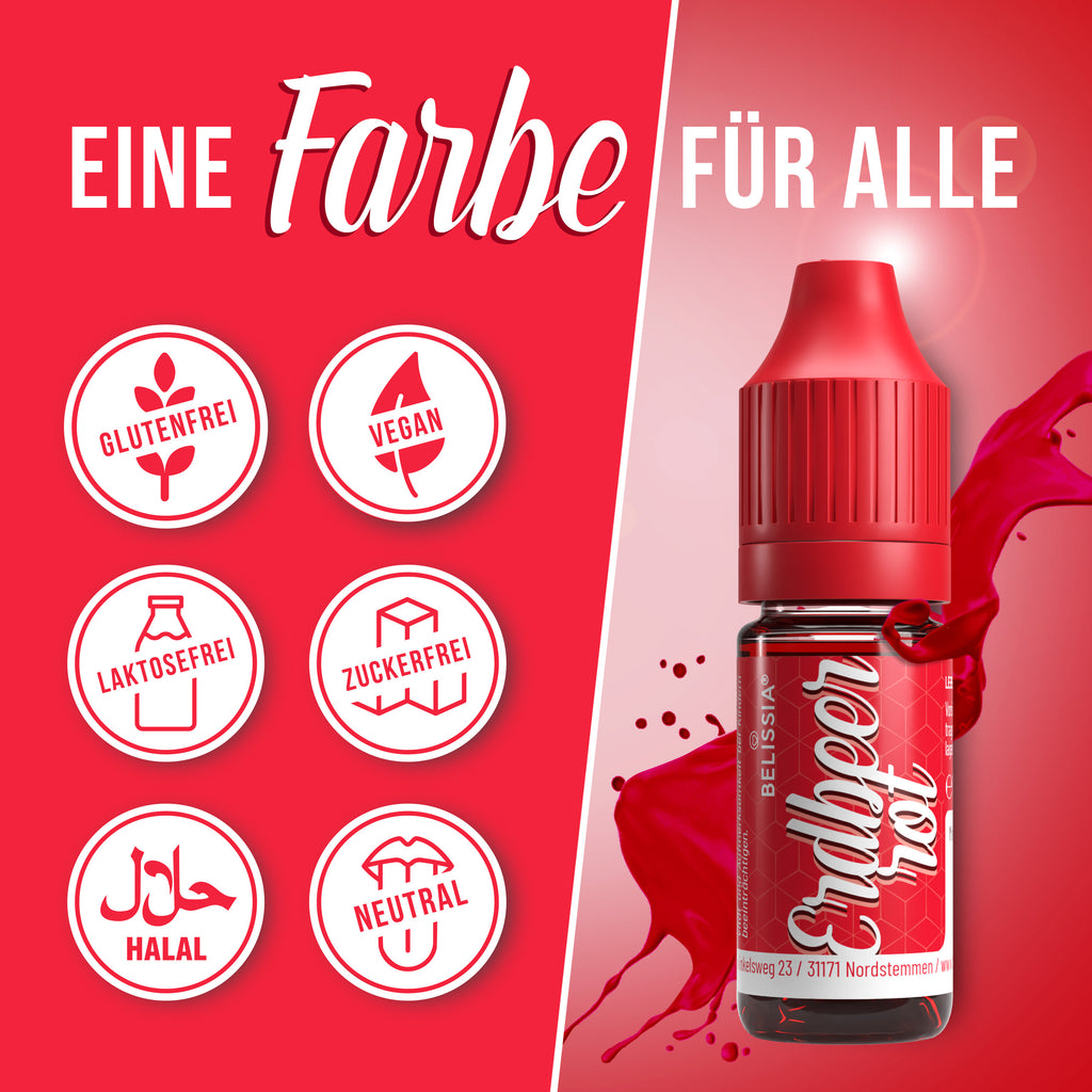 BELISSIA Lebensmittelfarbe Erdbeerrot – 10 ml