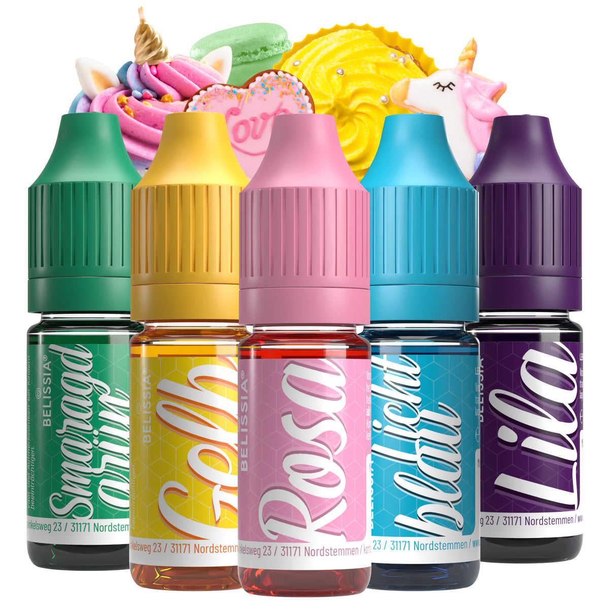 BELISSIA Lebensmittelfarben Einhorn-Set – 5 × 10 ml