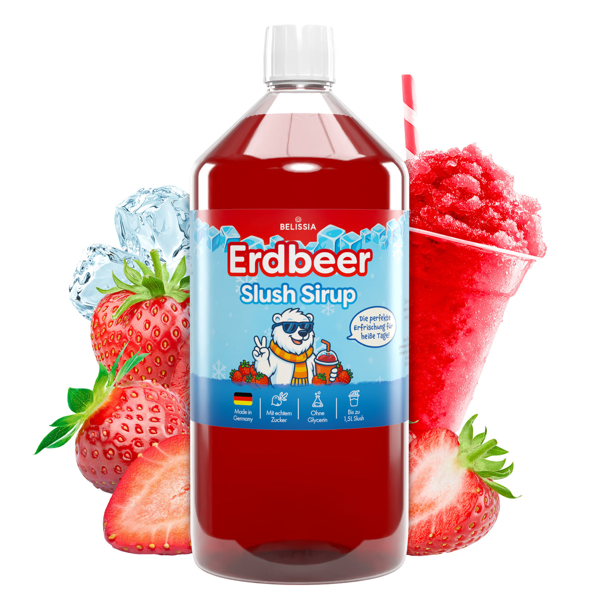 Slush Eis Sirup Erdbeere – 1000 ml Flasche