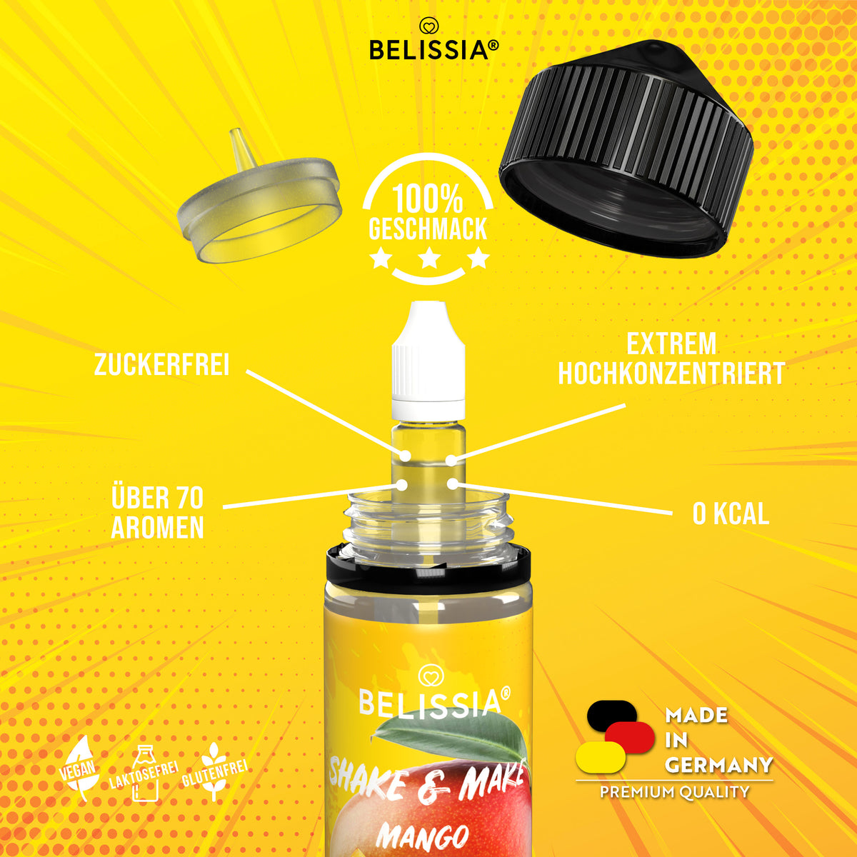 BELISSIA Shake & Make Aroma Mango – 10 ml + Schüttelflasche