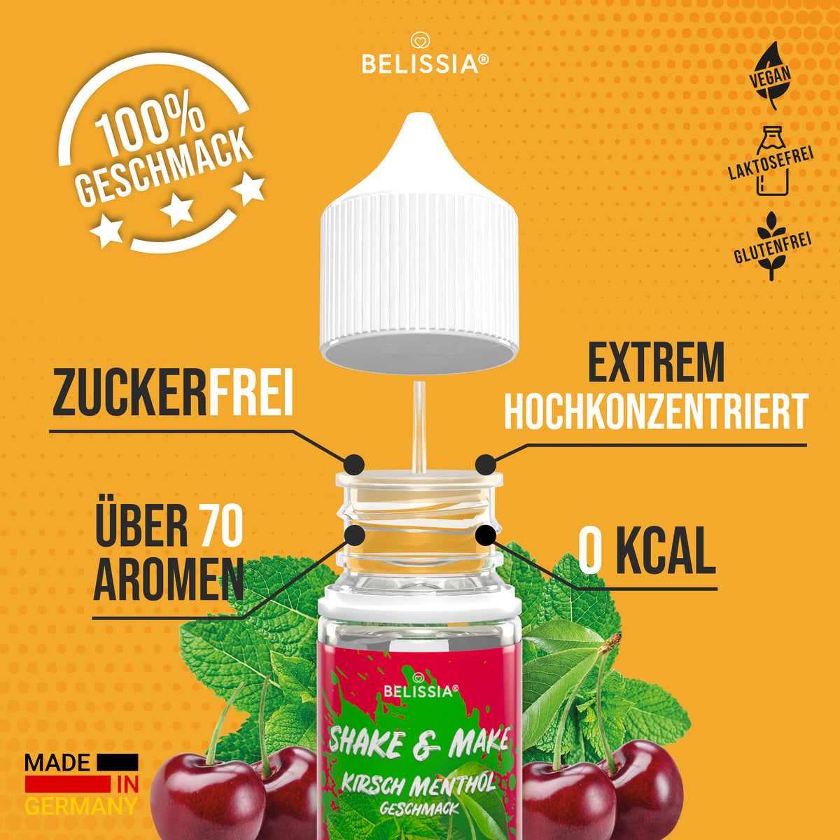 BELISSIA Shake & Make Refill Kirsch-Menthol – 30 ml Nachfüllflasche