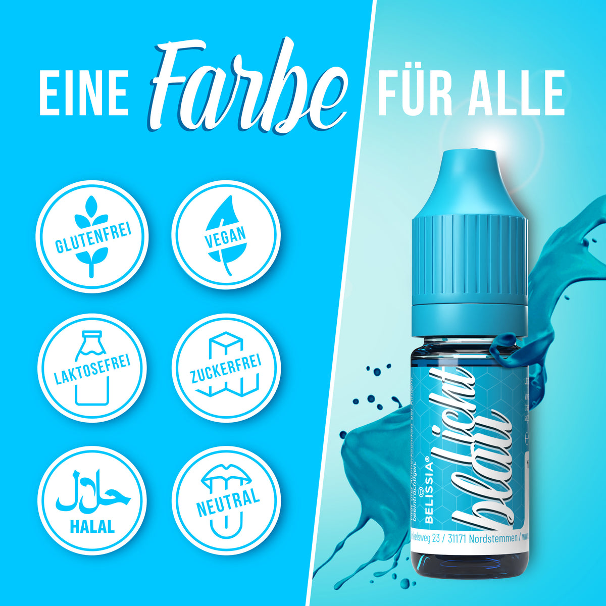 BELISSIA Lebensmittelfarbe Lichtblau – 10 ml