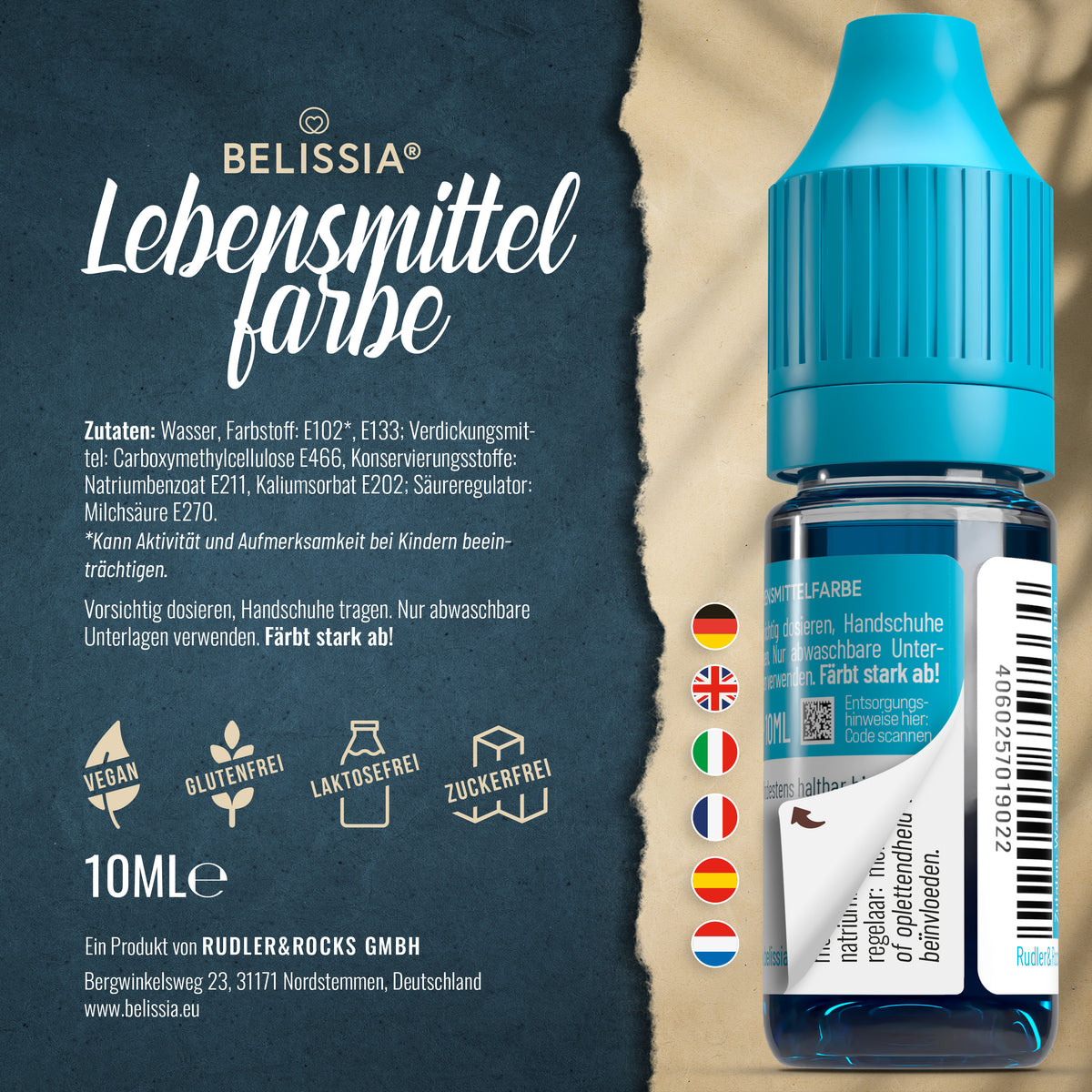 BELISSIA Lebensmittelfarbe Lichtblau – 10 ml