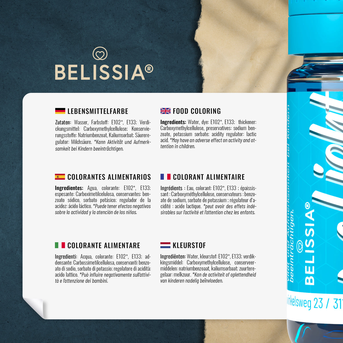 BELISSIA Lebensmittelfarbe Lichtblau – 10 ml