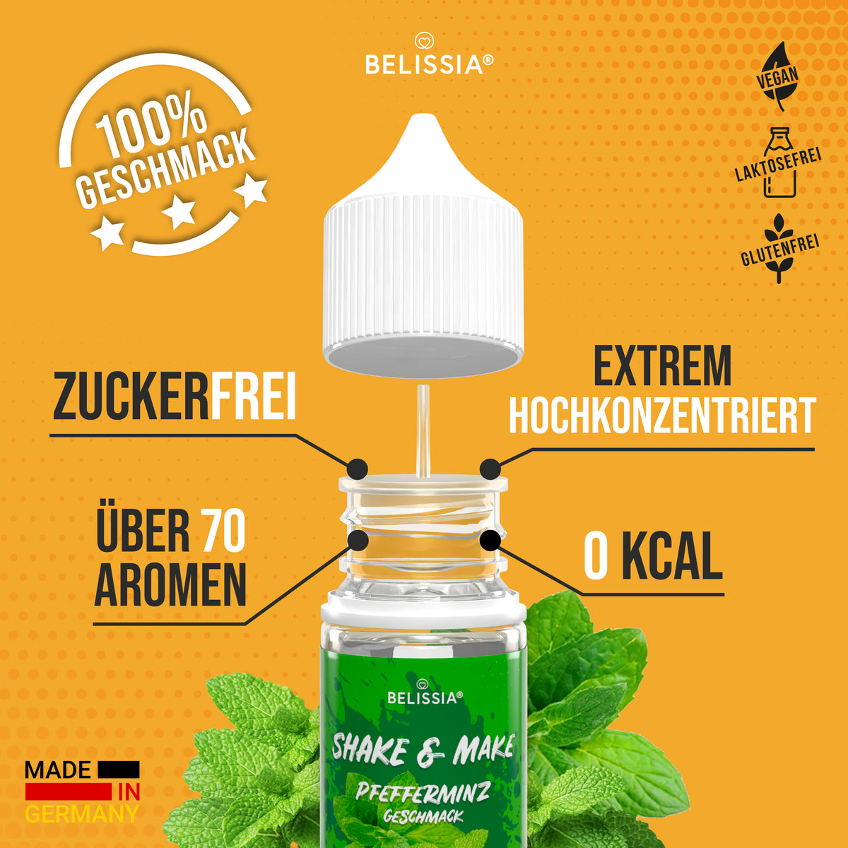 BELISSIA Shake & Make Refill Pfefferminz – 30 ml Nachfüllflasche