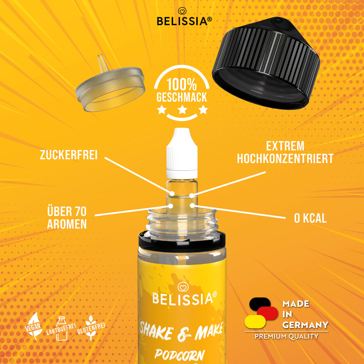 BELISSIA Shake & Make Aroma Popcorn – 10 ml + Schüttelflasche