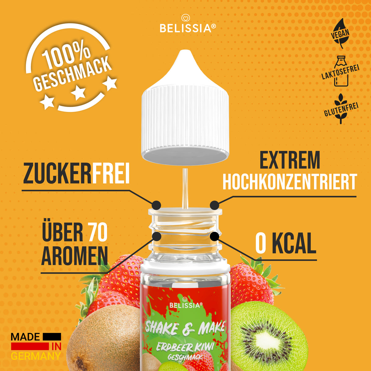 BELISSIA Shake & Make Refill Erdbeer-Kiwi – 30 ml Nachfüllflasche