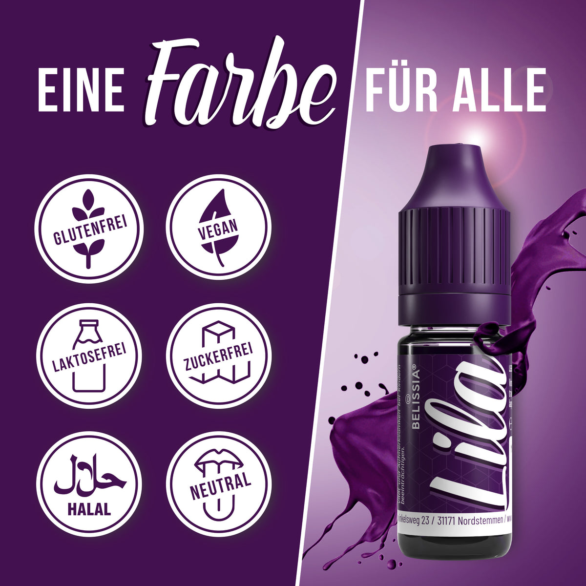 BELISSIA Lebensmittelfarbe Lila – 10 ml